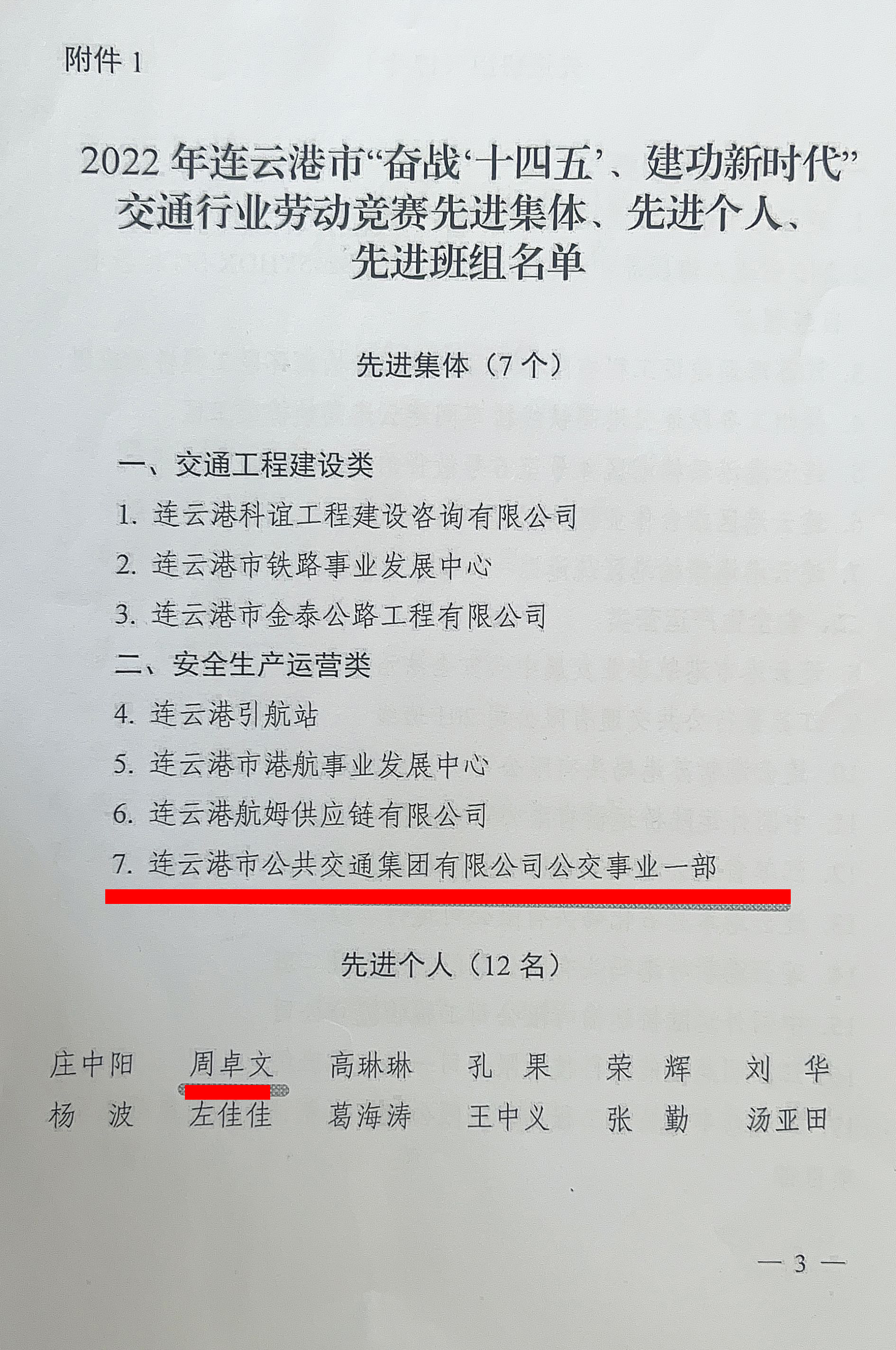 公交集團(tuán)公交事業(yè)一部喜獲“奮戰(zhàn)‘十四五’、建功新時(shí)代”勞動(dòng)競(jìng)賽先進(jìn)集體、先進(jìn)個(gè)人